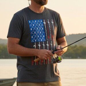 Columbia XXL Men's Patriotic Fishing Flag Short Sleeve T-Shirt